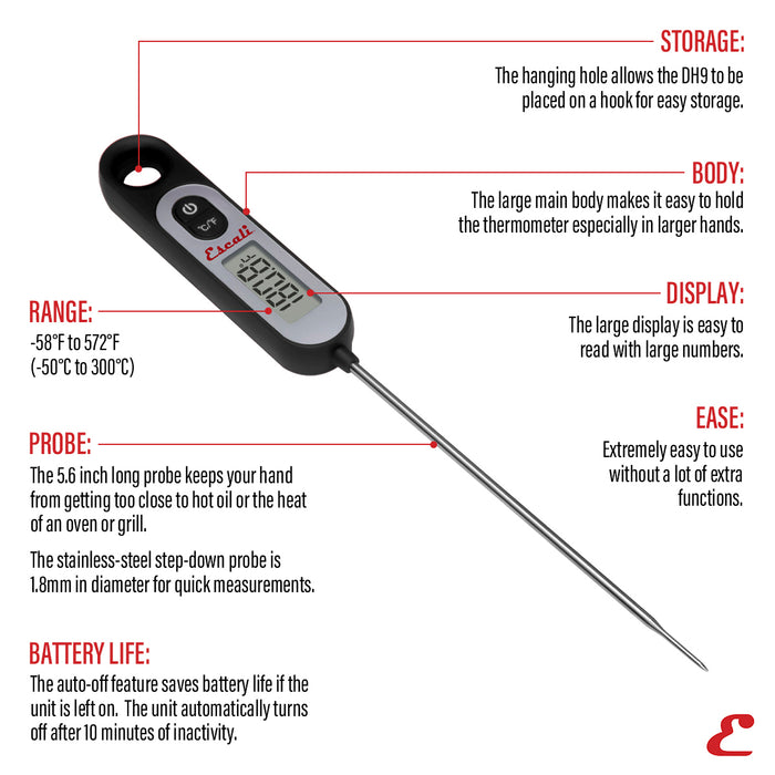 Escali Long Stem Digital Thermometer Black