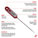 Escali Long Stem Digital Thermometer Red