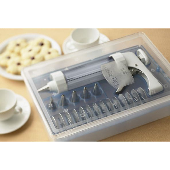 Kuhn Rikon Cookie Press with Decorating Tips and Reusable Storage Box