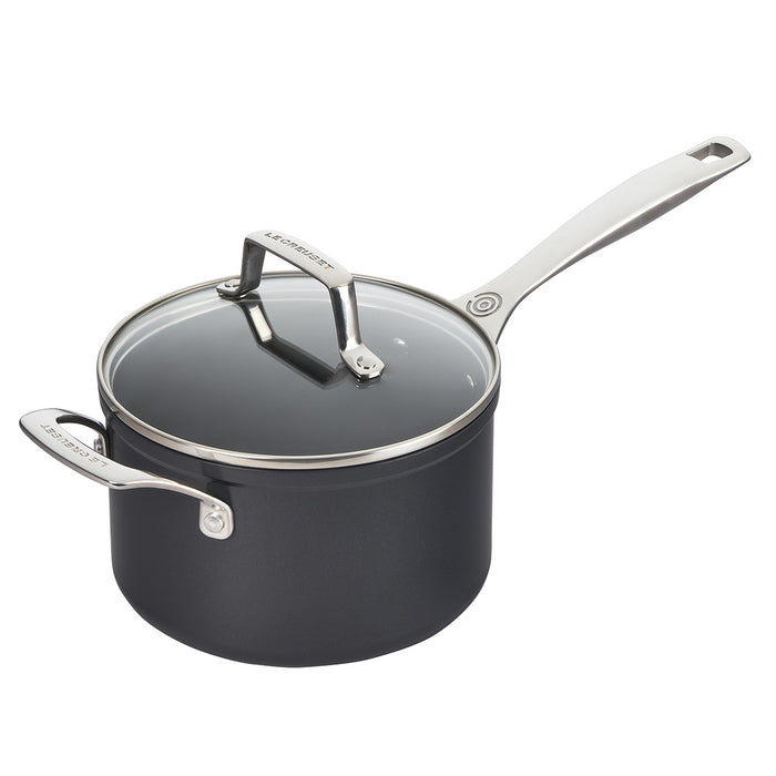 Le Creuset Essential Nonstick Ceramic 3 Quart Saucepan with Glass Lid