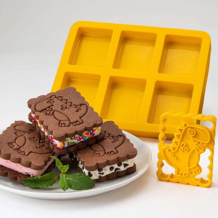 Mobi T-Rex Ice Cream Sandwich Maker Silicone Mold — Las Cosas Kitchen Shoppe