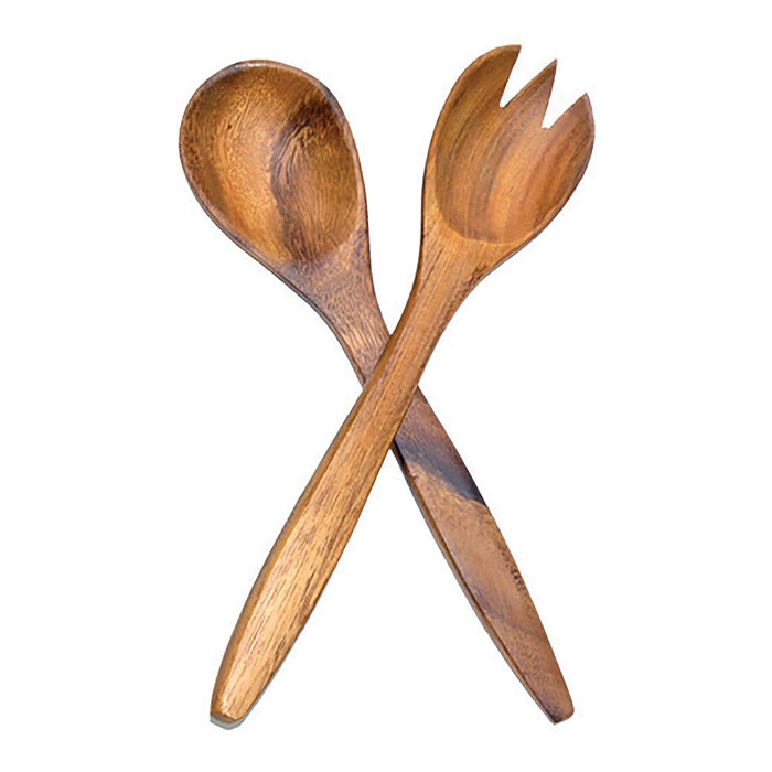 Pacific Merchants Acacia Wood 12" Fork & Spoon Serving Set