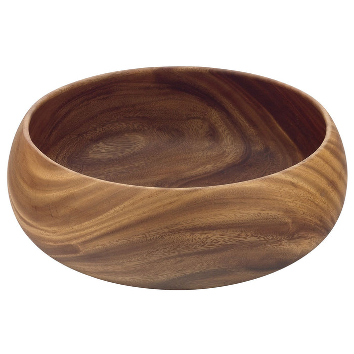 Pacific Merchants Acacia Wood Round Calabash Bowl, 14" x 5"