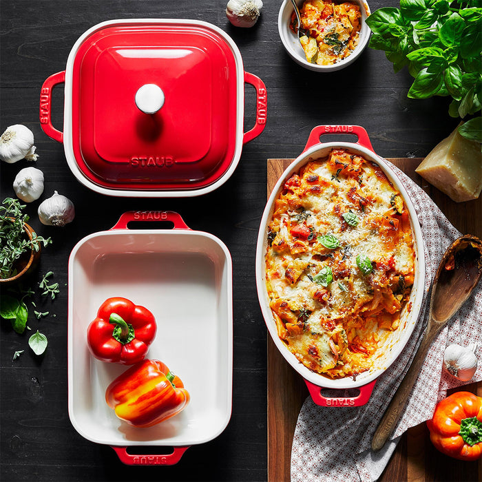 Staub Ceramic 4 Pc Mixed Baking Dish Set in Cherry