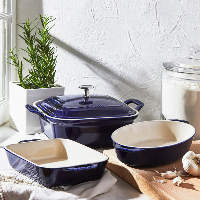 Staub Ceramic 4 Pc Mixed Baking Dish Set in Dark Blue