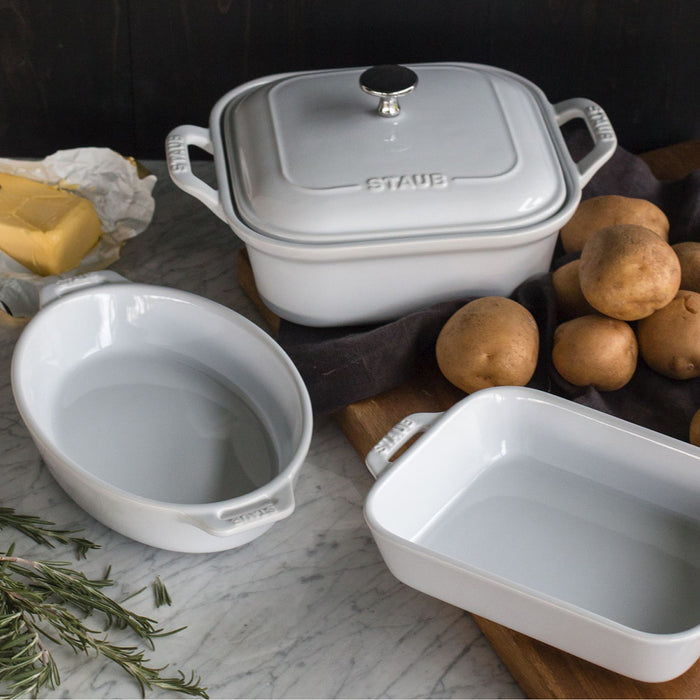  Staub Ceramics 4-pc Baking Pans Set, Casserole Dish with Lid,  Brownie Pan, Dark Blue: Home & Kitchen
