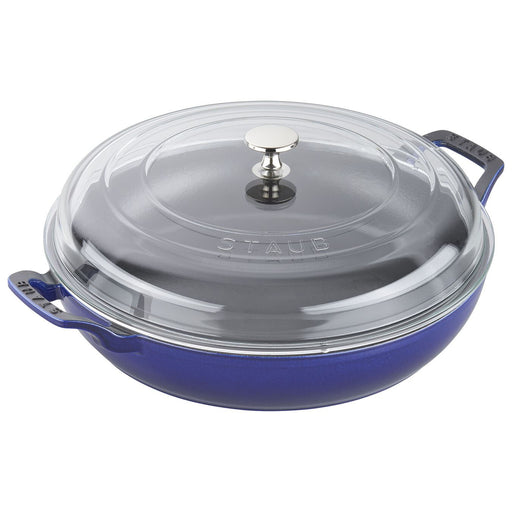 Staub Enameled Cast Iron 3.5 Qt Braiser with Glass Lid in Dark Blue