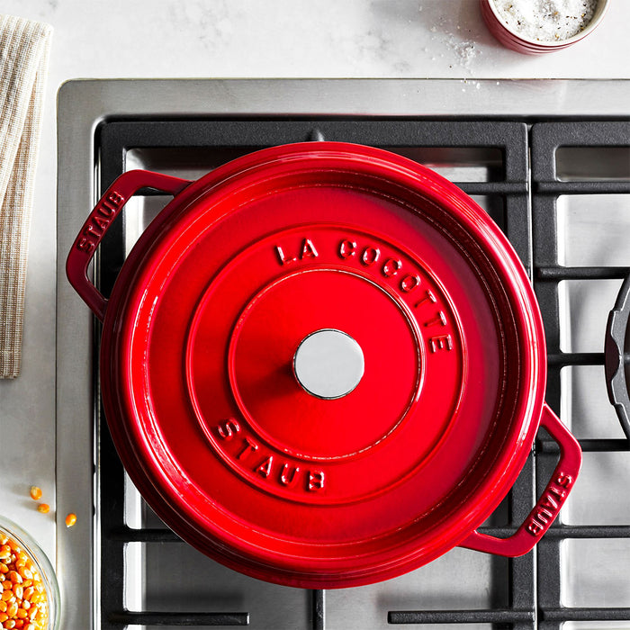 Staub Enameled Cast Iron 4 Quart Round Cocotte in Cherry Red