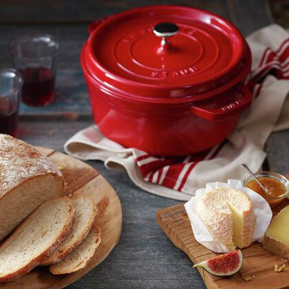 Staub Enameled Cast Iron 4 Quart Round Cocotte in Cherry Red