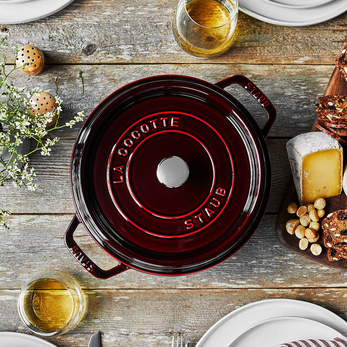 Staub Enameled Cast Iron 4 Quart Round Cocotte in Grenadine