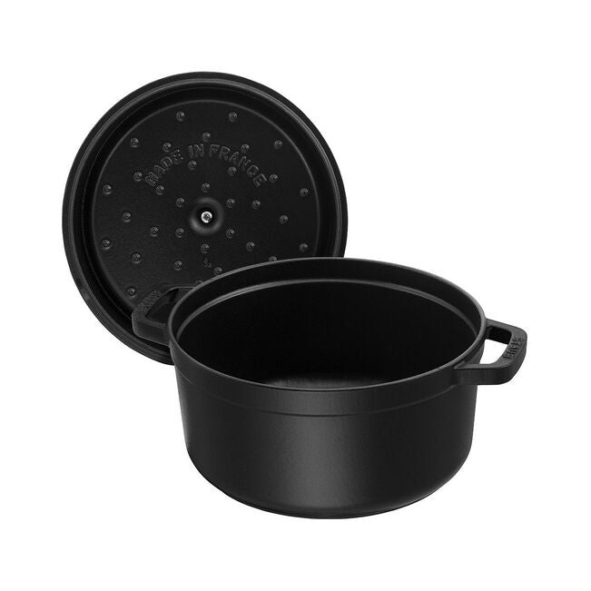 Staub Enameled Cast Iron 4 Quart Round Cocotte in Matte Black