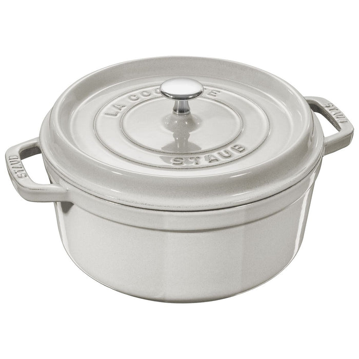 Staub Enameled Cast Iron 4 Quart Round Cocotte in White Truffle