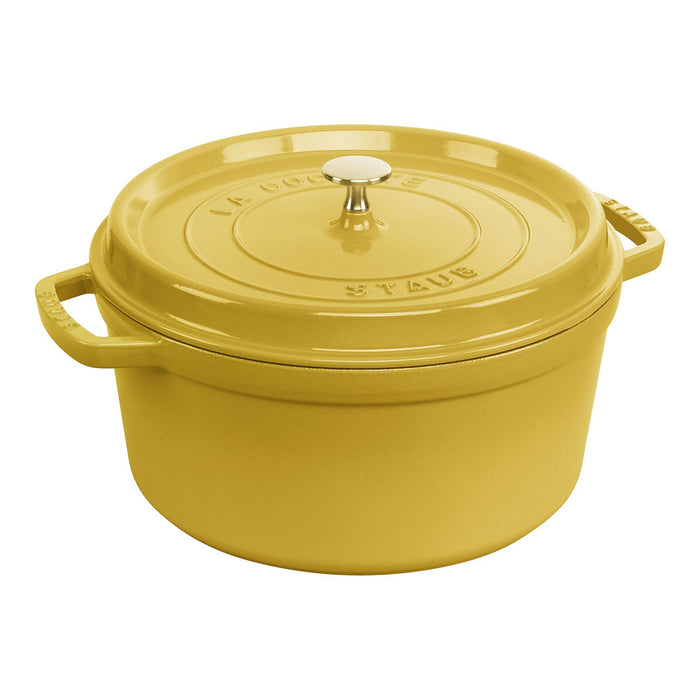 Staub Enameled Cast Iron 7 Quart Round Cocotte in Citron