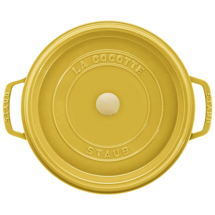 Staub Enameled Cast Iron 7 Quart Round Cocotte in Citron