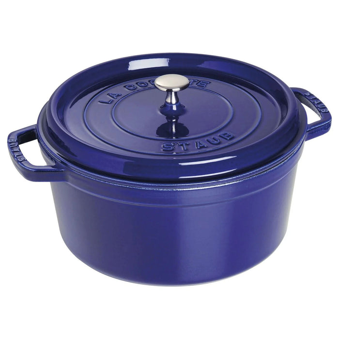 Staub Enameled Cast Iron 7 Quart Round Cocotte in Dark Blue