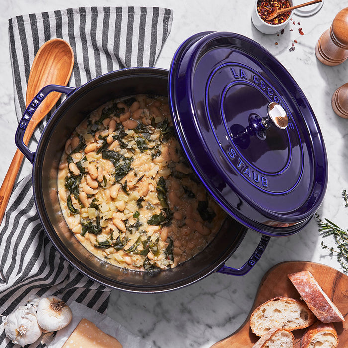 Staub Enameled Cast Iron 7 Quart Round Cocotte in Dark Blue