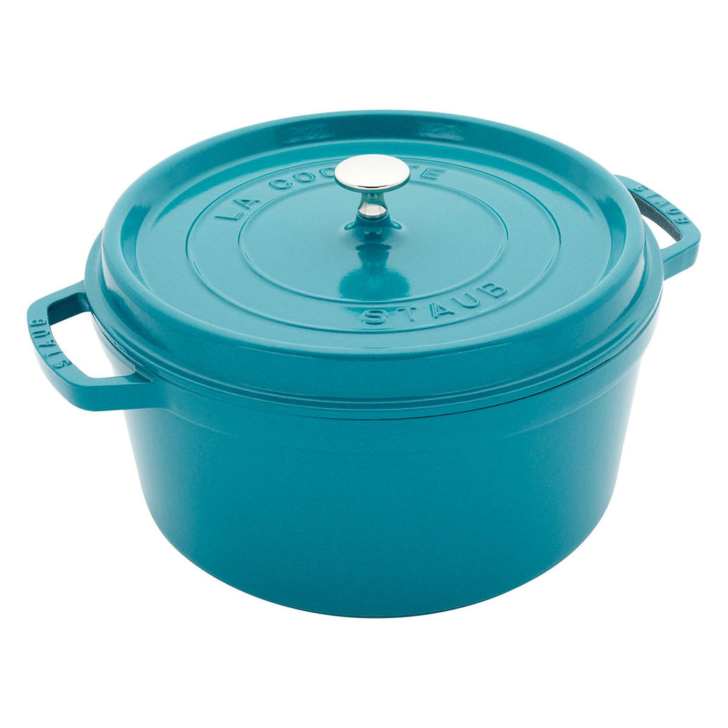 Staub Cast Iron 4-qt Round Cocotte with Glass Lid - Turquoise 
