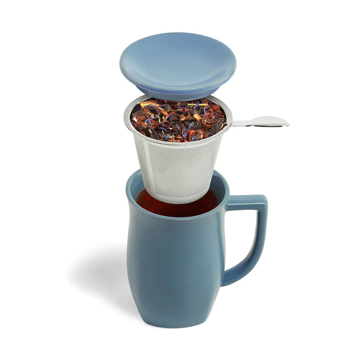 Tea Forte Fiore Steeping Cup with Infuser Stone Blue 