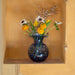 Vietri Hibiscus Glass Cobalt Tortoiseshell Small Fluted Vase 