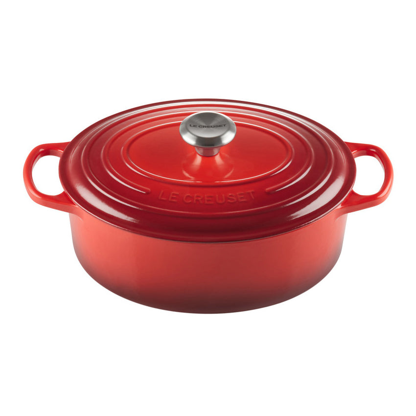 Red Oval Dutch Oven Enameled Cast Iron Soup Pot With Lid Saucepan