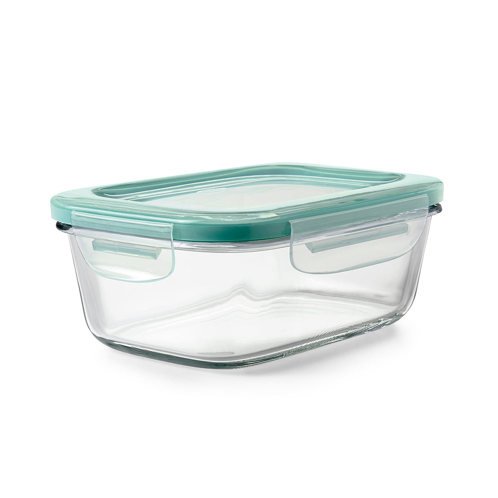 3-cup Rectangular Glass Food Storage Container with Blue Lid