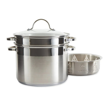 8 Quart Multi-cooker Set With Lid Pasta Steam Pot Stainless Steel Steamer  Basket 