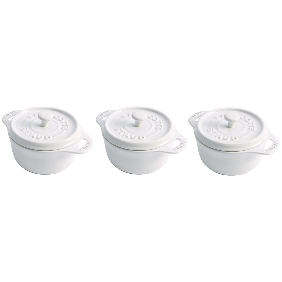 3 oz Round White Porcelain Mini Cocotte - Cocotte - 4 1/4 x 3 x 2 1/2 -  10 count box